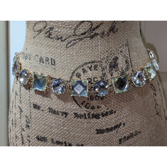 Chunky Gold Tone Large Rhinestone Chain Link Belt 28"-39" - Picture 7 of 7